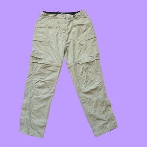 Vintage Y2K Sportif Zip Off Convertible Cargo Nylon Pants Beige Small Size 6